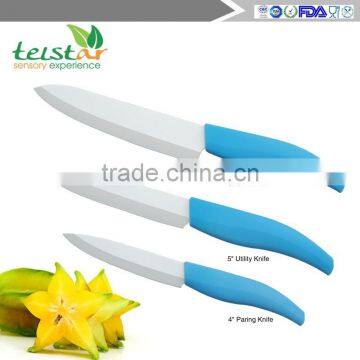 High-grade Wooden Box Ceramic Knife Set Pure White ABS Handle Ceramic Knife Three-piece Suit photo-4