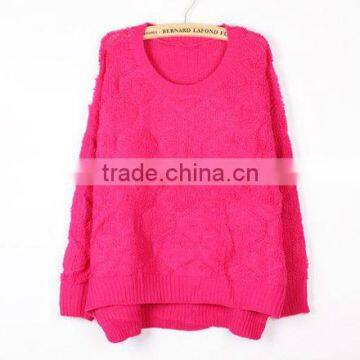 OEM ladies fashion O-neck woman pullover knit sweater for autumn