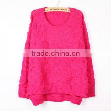 OEM Ladies Fashion O-neck Woman Pullover Knit Sweater for Autumn