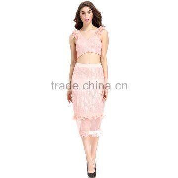 Domin Fashion Guangzhou Factory Latest Skirt and Crop Top Set photo-3