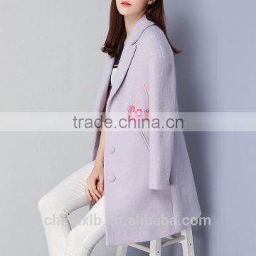 New arrive latest ladies wool long plaid winter coat