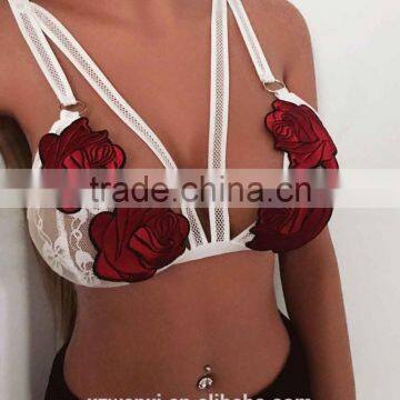 Embroidery Rose Mature Ladies Sexy Underwear Lingerie Sexy Mature Woman Lingerie Girls Wearing Lace Lingeries Sheer Bra