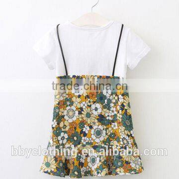 Wholesale Holiday Family Set Flower Printed Mother Daughter Matching Dress in Stock photo-4