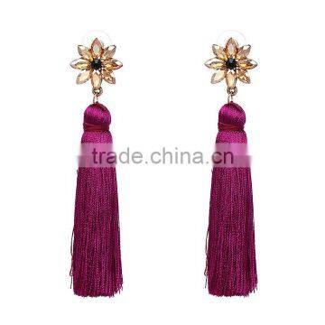 Bohemian Jewelry Rhinestone Gems With Long Colorful Tassel Charms Earrings for Women photo-6