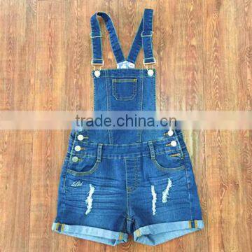 summer jeans lady's ripped denim strap shorts