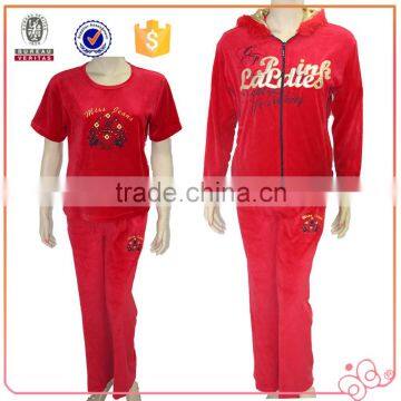 China supplier winter 3-piece red pretty womens sportswear set