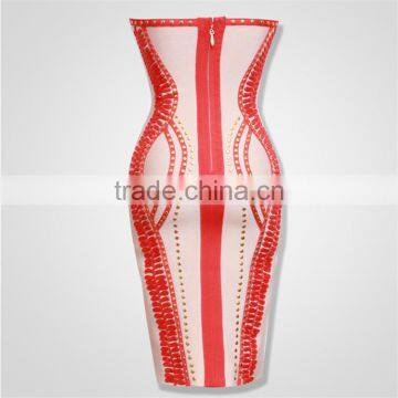 2015 Top Quality New Fashion Girl's Stripless Pink Nail Beaded Appliques Bandage Dress Special Occasion Dress photo-4