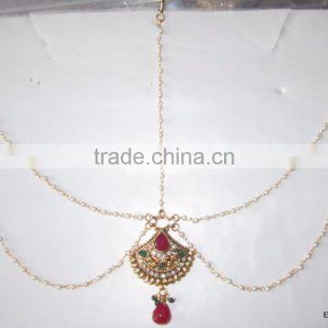 MATHAPATTI MAANG TIKA GOLD PLATED POLKI Pearl photo-2