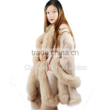 CX-B-P-24 Genuine Fox Fur Cashmere Shawl photo-2