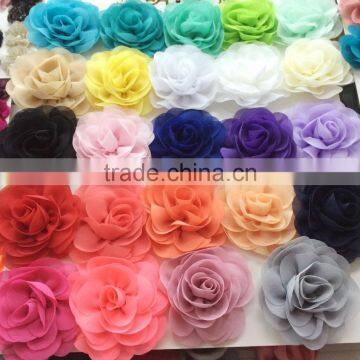 Handmade custom kids solid color chiffon small fabric flowers