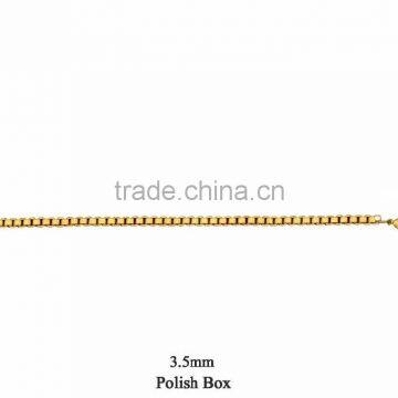 Gold Plated 3.5 MM Polish Box Chain