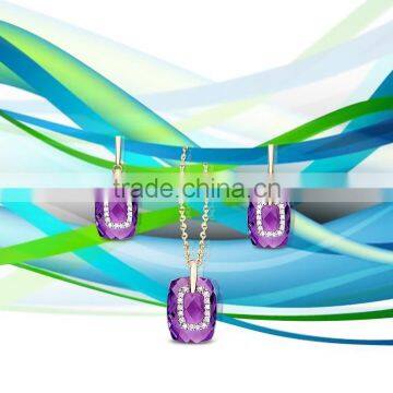 CZ Studded With Amethyst Stone Gold Plated Exclusive Pendantset photo-3