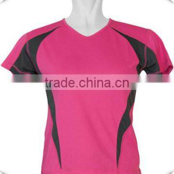 Factory direct custom made women coolmax dry fit breathable fitness sports V neck gym t shirts wholesale