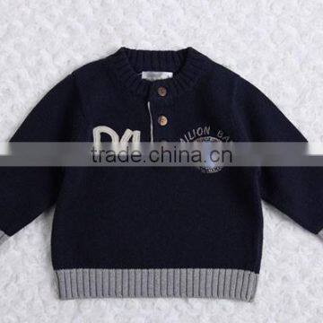 Round Neck With Buttons Boys Pullover Sweater Factory Price photo-2