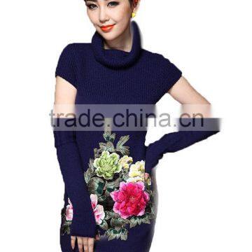 2015 new design sexy embroidery knitted cheongsam