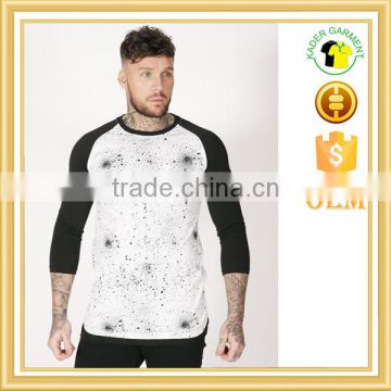 new design printing t shirt 3/4 raglan sleeves t-shirts oem clothing men