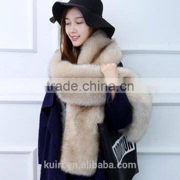 Womens Fur Scarfs Fashionable Luxury Runway Show 200cm Long Faux Fur Fox Fur Stole Collar Strip Patchwork Pashmina Scarf photo-5