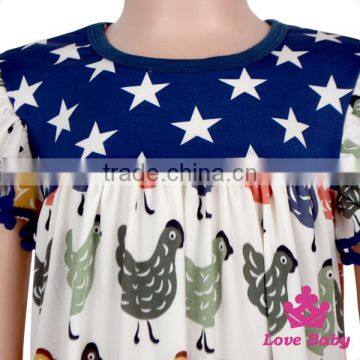 2017 Summer Newest Design Kids US. 4th July Day's Pattern Printed Flutter Sleeve Baby Girls New Model Dress photo-3