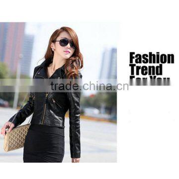 Latest Spring and Autumn European and American Stylish With Zipper Design Elegant Slim Women Leather Jacket photo-6