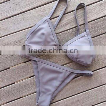 M1222 Runwaylover 2016 Ladies Gray Polyester Split Swimsuit Bikini photo-3