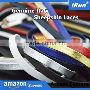 Luxury Italy Goatskin Leather Shoelaces Manufacturer - Embossed Metal Aglets Leather Sneaker Lace Factory - amazon/eBay Supplier