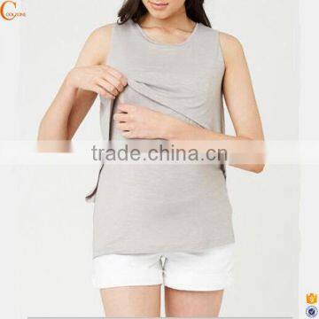 Sleeveless maternity clothes tank tops breastfeeding clothing