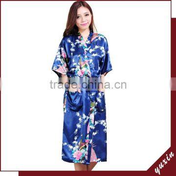 satin robe bath robe Custom made women robe Long Nightgown RL1-0006