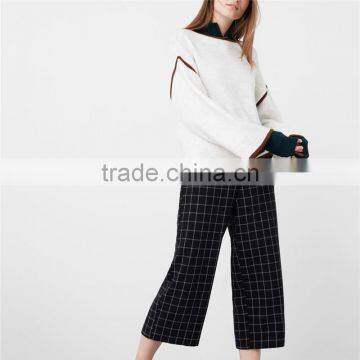 Attractive Glitzy Cropped Cutting Side Zip Cotton Womens Checkered Pants photo-2