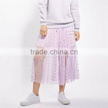 2017 OEM Summer Semi Perspective Tulle Flowy Skirts With Paillettes photo-6