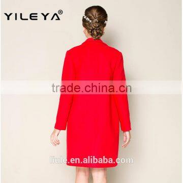 Hot Selling Bright Red Winter Thick Warm Stock Ladies German Coat, Woolen Coat, Women Wool Coat photo-2