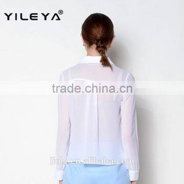 Cute Collar Designed Fashionable Casual Long Sleeve Women Fashion Blouse Shirts photo-4
