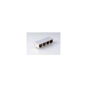 4 port 10 / 100 Mbps 90 Degree RJ45 With Transformer Shielding LED Color No EMI