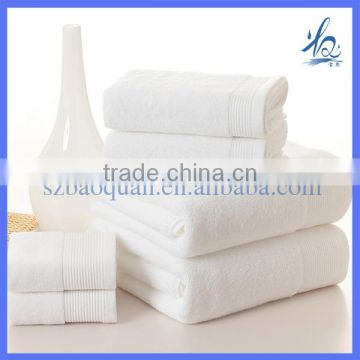 Luxury 5 star white 100% cotton dobby towels for hotel