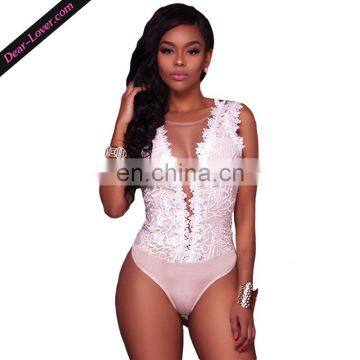 2017 Hot Selling Sexy Sheer Lace Bodysuit Lingerie Women