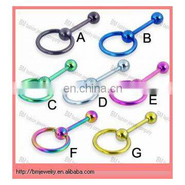 Titanium anodized door knocker straight barbell, 12 gauge ,fashional body piercing jewelry rings