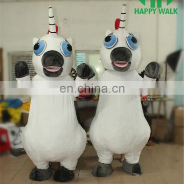 white custom adult size mascot unicorn costume for activity