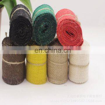 wedding decoration natural jute yarn lace trim burlap ribbon