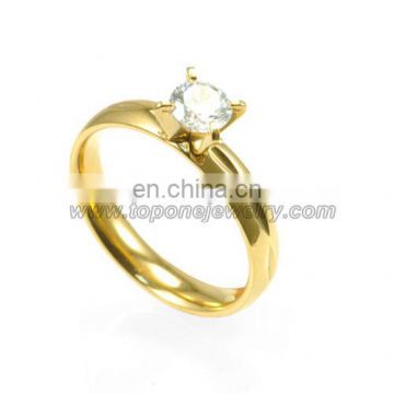 CNC stone wedding engagement stainless steel gold plated ring love