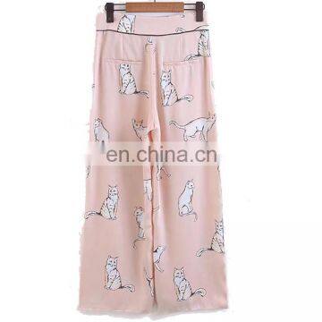 Custom Fashion Wide Leg Pants With Animal Printing Casual Trousers For Girls photo-3