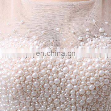 Elegant A Line Satin Chiffon Pearls Evening Dresses Long Evening Dress AJ029 photo-4