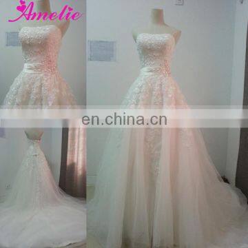 New Model A Line Lace Appliques Wedding Dress 2014 Real Sample