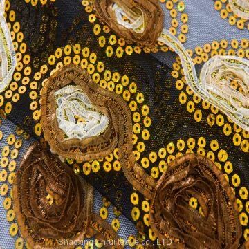 oval sequins french net lace tulle ombre gold 3mm sequin fabric