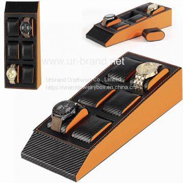 Six Slot High Grade Shop Presentation Decoration Box Handmade Leather Packaging Watch Display Tray