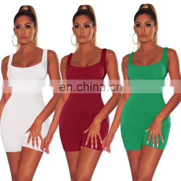 Women 2020 New Arrival One-piece One Piece Jumpsuit Sexy Short Bodycon Casual Blank Fluorescent Color Romper Jumpsuit photo-3