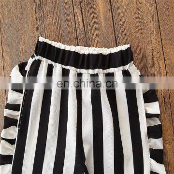 Girl Summer 2PCS Outfit Kids Short Sleeve Black Tops & Stripe Pant Set Girl Clothing Sets for 1-6T photo-4