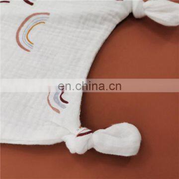 Rainbow Print Organic Cotton Muslin Comforter Blanket Burp Cloth New Born Baby Gift Set photo-6