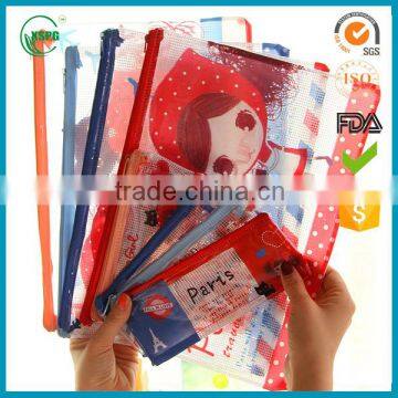 beautiful design PVC file receive ykk zipper bag