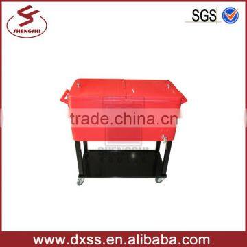 Metal evaporative air cooler tray with moved lids