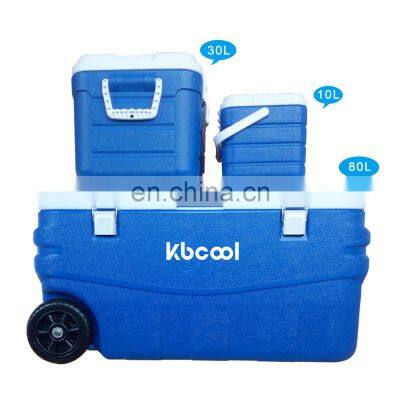 10L+30L+80L 3pcs Outdoor Ice Box Set High Quality Food Fresh Keeping Hard Plastic Cooler Box with Wheels