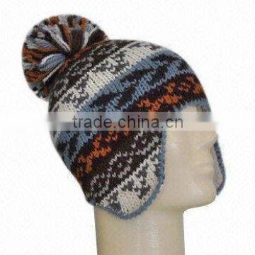 2013 fashion winter Ladies knitted foxy bobble hat beanie